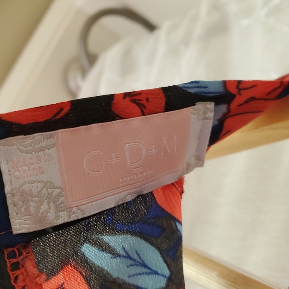 C+D+M Red and Navy Blue Floral Yoke Dress - Picture 8 of 10